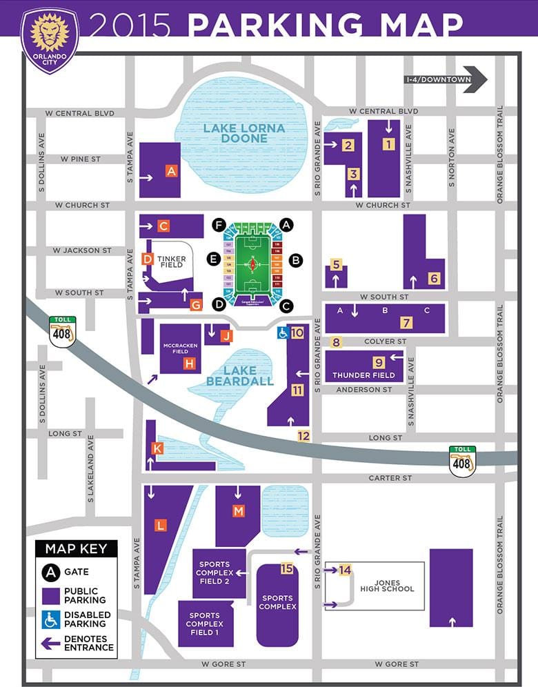 Citrus Bowl estacionamento mapa
