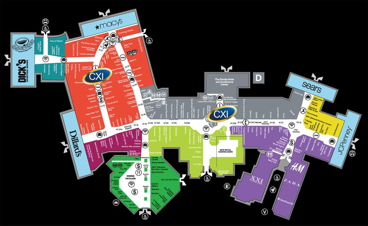 Florida mall em Orlando mapa