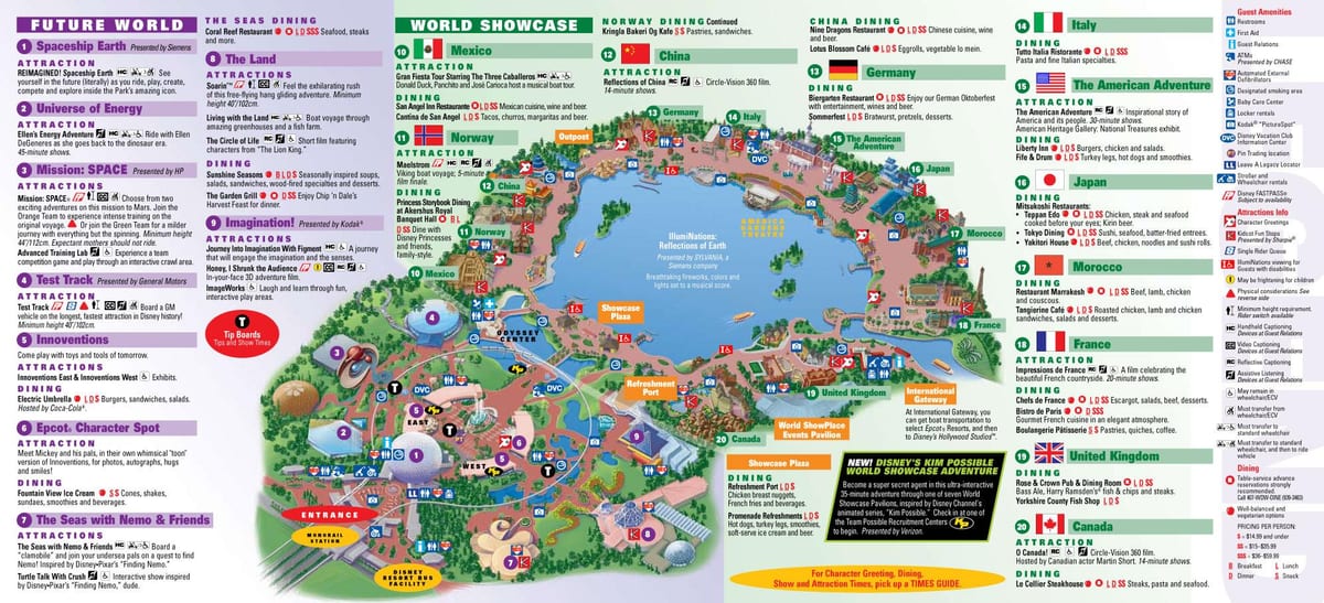 O EPCOT, Disney mapa