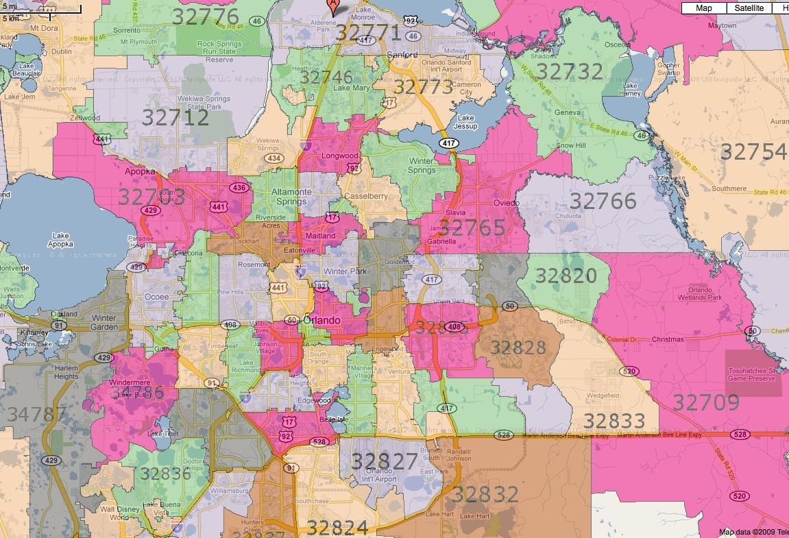 cep mapa de Orlando