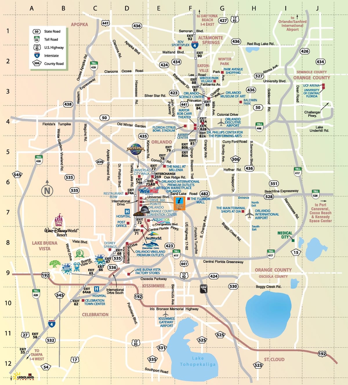mapa turístico de Orlando