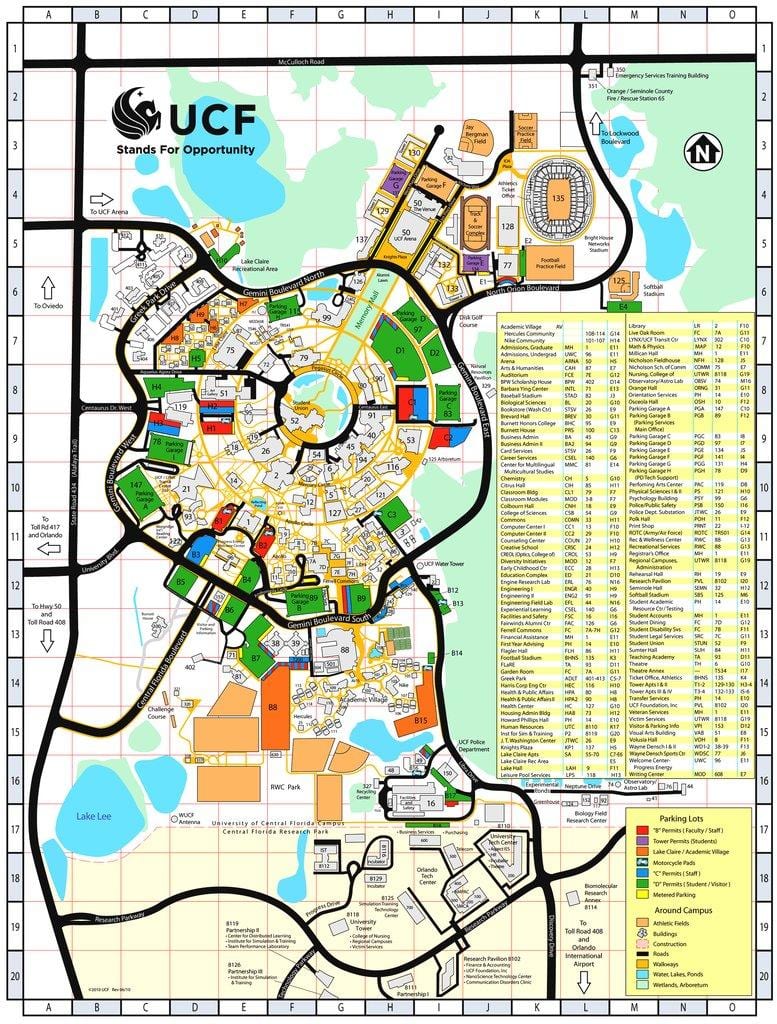 mapa da universidade da Flórida central