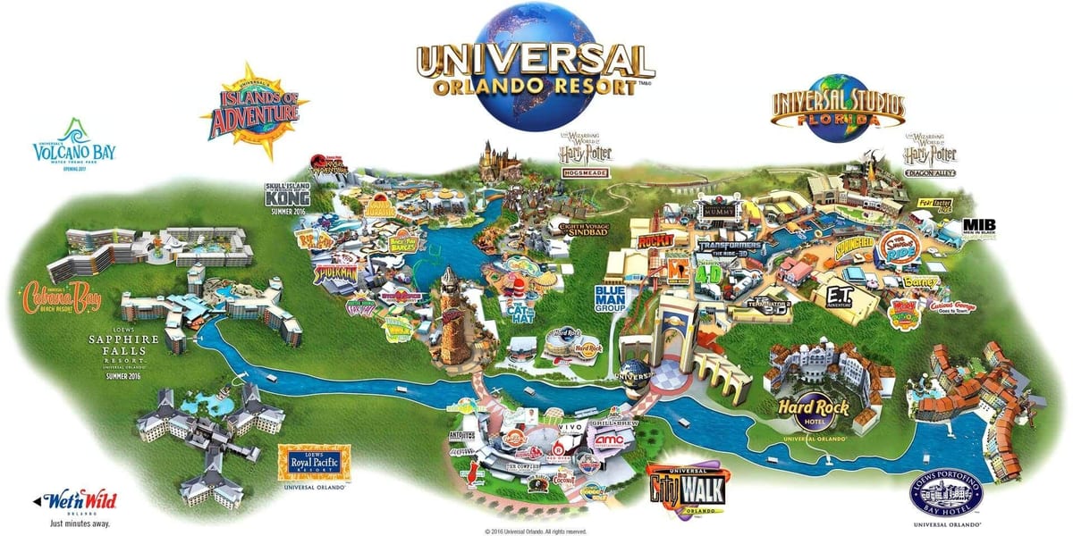 Universal Studios mapa de Orlando