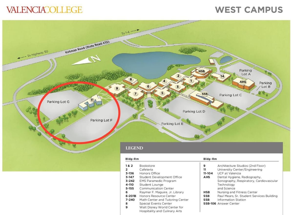 Valencia college west mapa do campus.